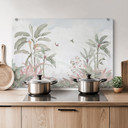 Salpicadero de cocina Idilio tropical con colibrí Azul - Bloomery Decor