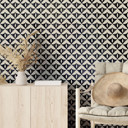 Tapet med mønster Geometriske ornamenter i sort-beige - Treechild