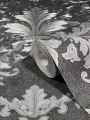 Vliestapete Ornament Struktur Modern, Opulent, Barock in Schwarz 