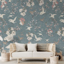 Fototapeta w stylu japońskim - Żurawie w kolorze kwitnącej wiśni - Bloomery Decor
