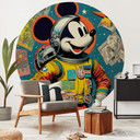 Fototapeta Treechild - Mickey jako astronauta w stylu retro - Okrągła - tapeta flizelinowa/tapeta fl