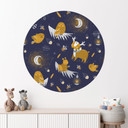 Vinilo decorativo Animales del bosque de noche - UN Designs - Redondo