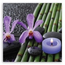 Canvasbillede, Bambusblomster Zen Spa stearinlys