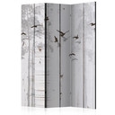 Paravent Séparation de pièce - Oiseaux sur planches, 3 pièces