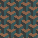 tapeta 3D wzór kostki niebieski brązowy czarny - geometryczna tapeta z włókniny nowoczesna