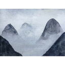 non-woven tapet Misty Rocks fugle natur fototapet Designwalls i grå og hvid 