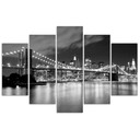 5 stykke lærredstryk New York City Bridge sort og hvid