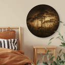Dibond Schilderij met goud effect Parasoldennen in Italiaans Landschap - Sepia
