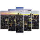 Lærredstryk 5 stykker, New York Skyline City