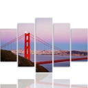 Lærredstryk 5 styk, Golden Gate Bridge