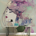 Livingwalls papier peint photo ARTist Lady motif aquarelle beige, vert, noir, violet