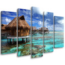 5 stykke lærredstryk Tropical Sea Beach House