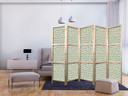Japanischer Paravent, Raumteiler freistehend, Trennwand - Giraffe Pattern in Turquoise Spots