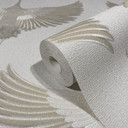 Grafisk tapet, non-woven tapet Kumano hvid, beige