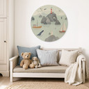 Houten Wanddecoratie Maritiem Kustmotief met Vuurtoren - Oliver Robins - Rond