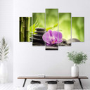 5 stykke lærredsprint, Orchid Zen Stones