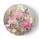 Rundes Leinwandbild Kolibris und Blumen auf dem Feld