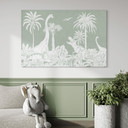 Billede Grønne urtidsverdener - Dinosaurer under palmer - Kikki Belle – print på aluminium