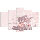 5 stykke lærredsprint, Bamse Pink kanin