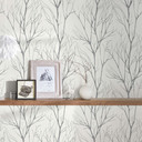 Papier peint forêt Blanc Noir - Papier peint intissé Nature A.S. Création