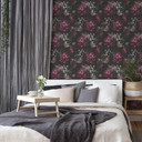 A.S. Creation blomstret tapet i lilla og sort blomstret tapet i mat non-woven tapet