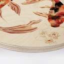 Obraz drewniany przedstawiający dwie karpie koi w stawie - SpaceFrog Designs - Round