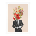 Plakat mężczyzna w garniturze z polnymi kwiatami - Frida Floral Studio