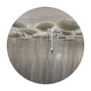 Poster Lotusbloemen met zwaan in water in grijs - Ms Tiff - Rond