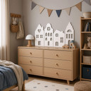 Vilt wanddecoratie - Huisjes (Set van 4) met akoestische werking voor de kinderkamer