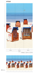 Strandstol tapet ved havet beige, blå,Illustration 2,70 x 1,59 m