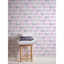 Sødt børnetapet med bjørnemønster i grå og pink Made in Germany Little Love