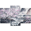 3 stykke lærredstryk, Japan Cherry Blossom Pink Nature