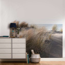 Fototapet med græs ved havet beige,Blomst 2,70 x 2,12 m