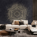 Elegancka fototapeta mandala w czerni i złocie - Bloomery Decor