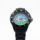 Sportliche Kinder Armbanduhr - Lernuhr analog aus Silikon - Fußball schwarz