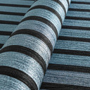 Metallic blå non-woven tapet med sort skandinavisk akustisk træpanel look luksus tapet