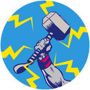 Selvklæbende non-woven tapet - Avengers Thors Hammer Pop Art - 125 x 125 cm