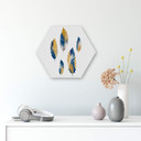 Hexagon - Alu-Dibond Orara Studio - Leaves Blue and Yellow