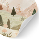 Naklejka na ścianę pastelowy górski krajobraz z kwiatami - Treechild - Round