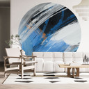 Fototapete Blaue Pinselstriche abstrakt - Cheney - Rund