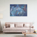 Canvasbillede, abstrakt blå blomst