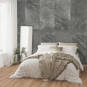 Echtstein - 3D Wandpaneel, Set aus 6 Natursteinplatten als luxuriöse Wandverkleidung - Schiefer Grau