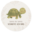 Rundes Wandtattoo mit Schildkröte - Mutmachspruch 'Schritt für Schritt schaffe ich das' fürs Kinderzimmer