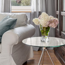 Plateau de table en verre - Shabby Chic effet bois - Rond