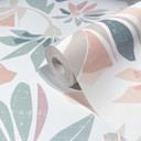 tapet, non-woven blomstertapet Flora hvid, grøn