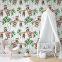 Papier peint enfants, papier peint intissé avec illustration Kids Walls blanc, vert
