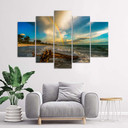 Lærred print 5 stykker, strand hav himmel