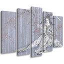 5 stykke lærredstryk, traditionel japansk geisha