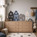 Vilt wanddecoratie - Huisjes (Set van 4) met akoestische werking voor de kinderkamer