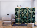 Japanischer Paravent, Raumteiler freistehend, Trennwand - Dark Green Victorian Leaves: Botanical Car